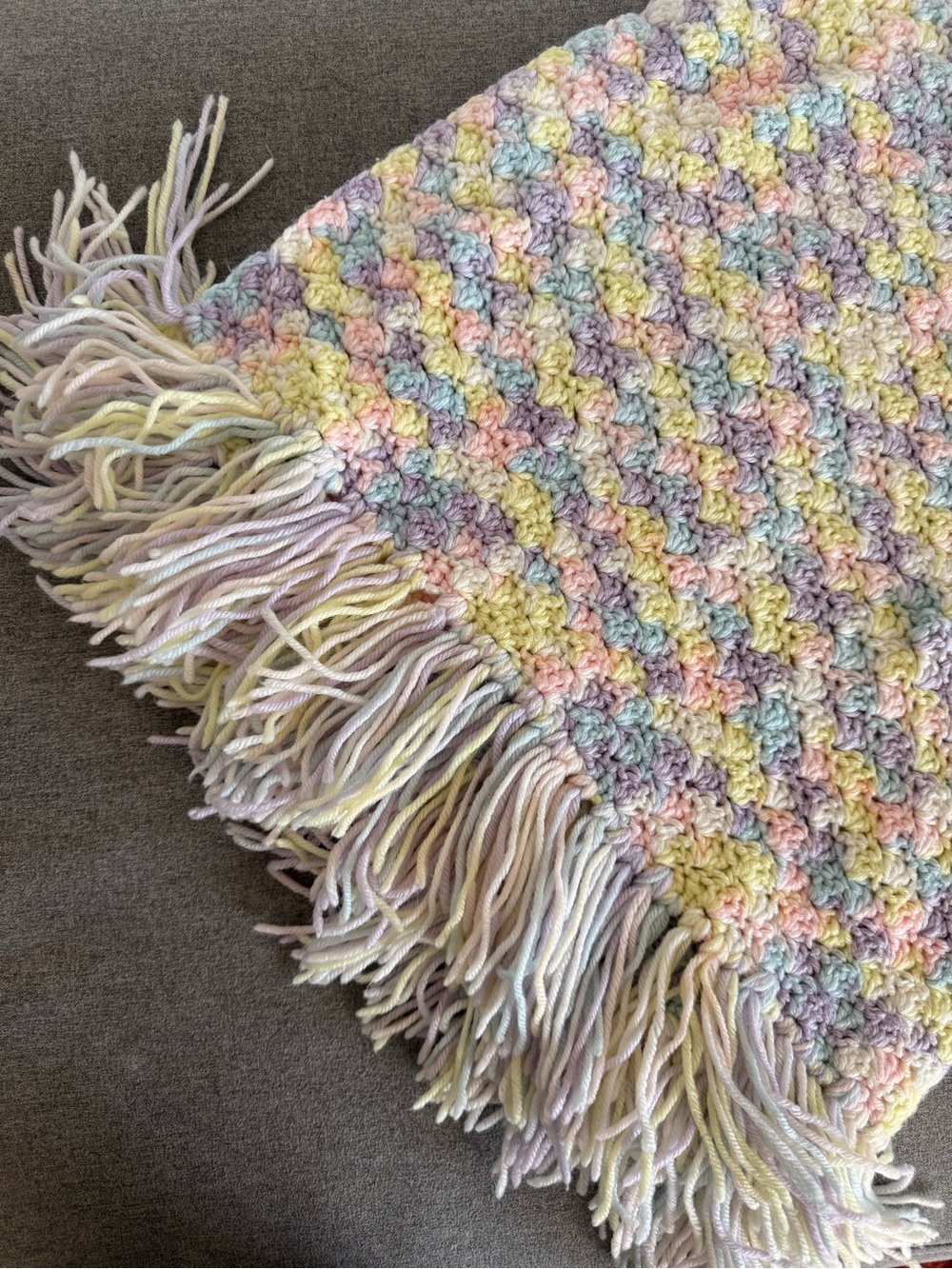 Handmade Pastel Multi-Color Crochet Kids Blanket